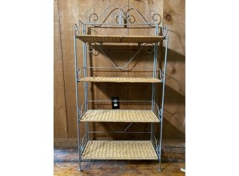 Wicker & Wrought Iron Bakers Rack/Bookcase