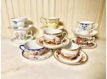 Collection Of Vintage Porcelain Teacups/saucers, 18 Pieces Total