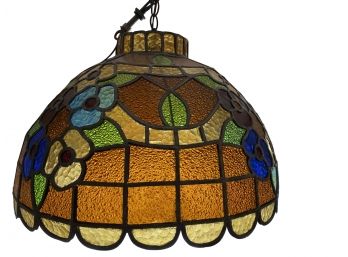 Vintage Tiffany Style Stained Glass Pendant Light