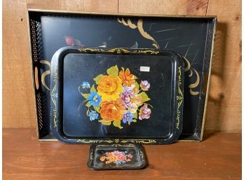 VIntage Hand Painted Tole Trays -