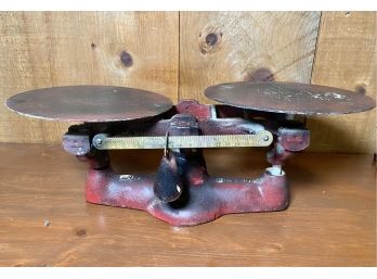 Antique Red Cast Iron Penn Scale Mfg. Kitchen Scale