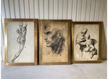 Set Of 3 - Fratelli Alinari Vintage Prints On Wood