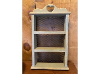 Pale Blue Painted Wood Wall Shelf