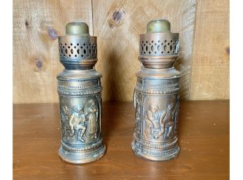 Pair Of Vintage Cast Iron Pub Tavern Lamp Candle Stein