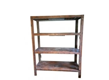 Wood Framed Metal Shelving , Lot 1 Of  2