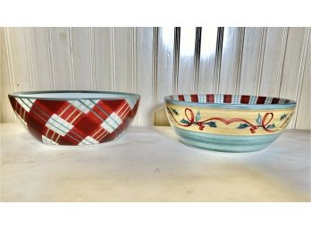 Pair Of Lenox Holiday Serving Bowls