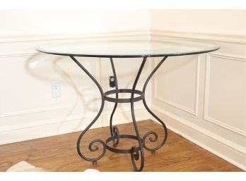 Iron And Glass Round Top Table