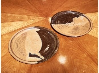 Glazed Earthenware Platters, Signed On Base