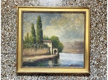 A Vintage Oil On Board, 'Lake Lugano' Signed Bertolini