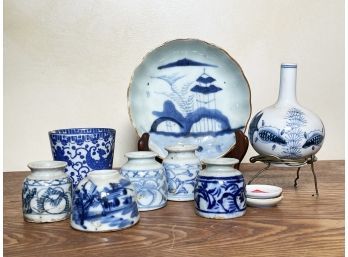 An Antique Salt Glazed Pottery Collection - Some Delft, Some Chinese Export