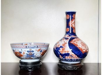 A Pair Of Imari Porcelain Vessels