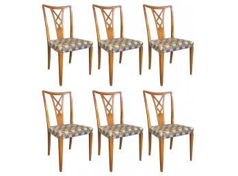 A Set Of 6 Vintage Mid Century Ribbon Back Dining Chairs