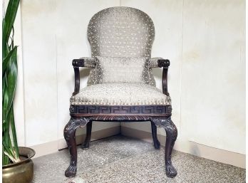 An Antique Mahogany Chippendale Upholstered Armchair