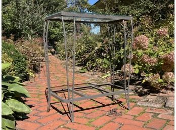 A Vintage Wrought Iron Glass Top Console