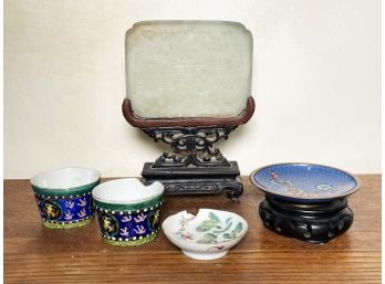 Antique Asian Pottery And Art - Including An Antique Jade Screen