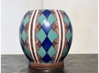 A Vintage Deco Inspired Vase, Signed On Base