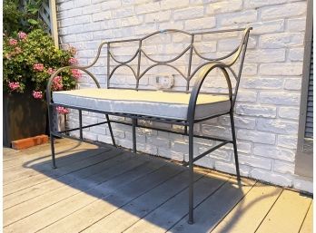 A Vintage Wrought Iron Garden Bench - No Cushion (1 Of 2)