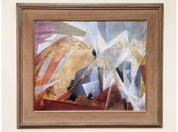 A Vintage Art Deco Oil On Gesso, 'Fire And Ice,' By Jan Gelb