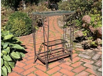 A Vintage Wrought Iron Glass Top Console