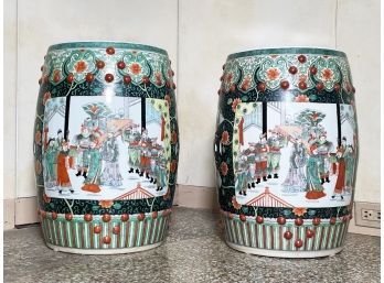 A Pair Of Ceramic Garden Seats By Mottahedeh