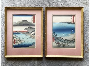 A Pair Of Vintage Asian Hand Colored Prints