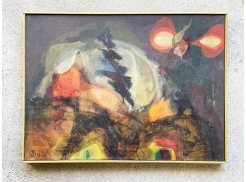 A Vintage Abstract Oil On Canvas, Signed Bond '56