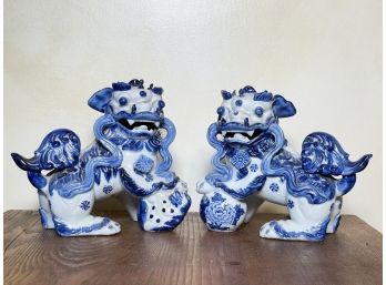 A Pair Of Chinese Export Salt Glazed Foo Dogs