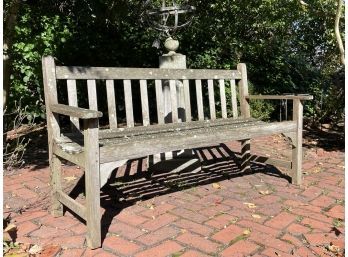 A Weathered Teak Outdoor Bench