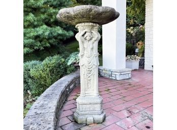 A Vintage Cast Stone Garden Bird Bath