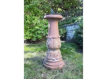 A Vintage Copper Sundial On Cast Stone Base