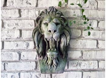 A Cast Stone Lion Head Plaque