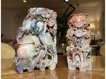 Gorgeous Chinese Carved Soapstone Vases