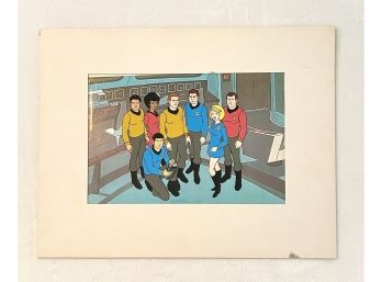 Vintage Star Trek Animation Cel Of Crew On Enterprise Bridge