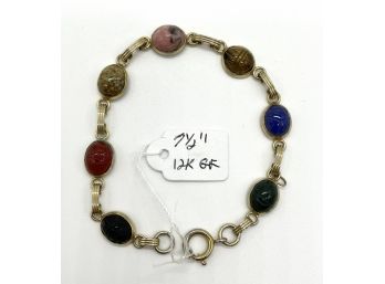 7.5 Inch Multi Colored Stone 12K GF Bracelet