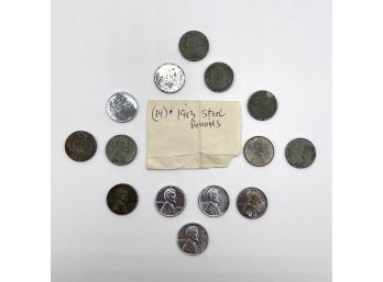 Rare - Lot Of 14 Vintage - Steel Pennies From 1943