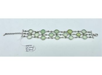 Vintage Saks Fifth Avenue Sterling Silver And Green Stone Bracelet