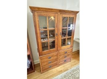 Michaels Furniture Oak Side By Side Mission Style Storage Cabinets