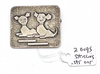 Sterling Silver - 2 Dogs - Pin