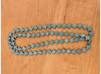 Long Turquoise Flat Beaded Necklace