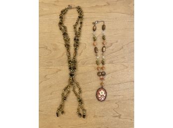 Two Beautiful Necklaces With Tiger's Eye Beads And Sterling Clasps