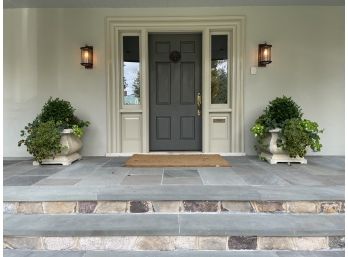 Pair Of Large Entranceway Cement Planters *requires Extra Labor For Removal*