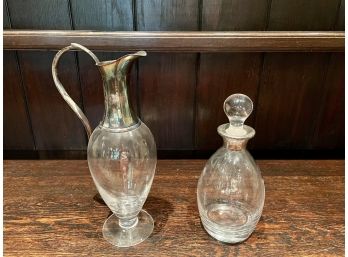 Elegant Sterling Silver & Glass Beverage Decanters