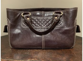 Celine Luxury Designer Handbag In Dark Burgundy Leather