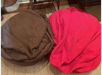 Two Large Suede Covered Bean Bags By Eazy Bean