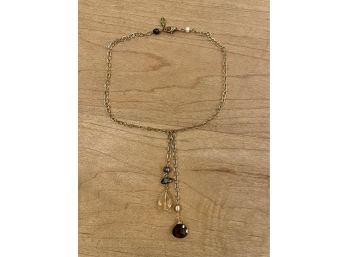 Beautiful Necklace With Semi-precious Cut Stones & Pearls