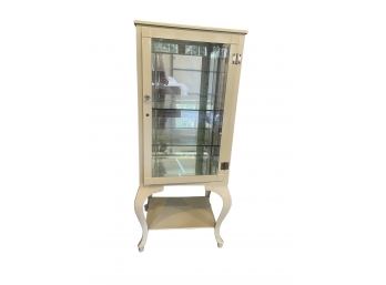 Cream Colored Metal & Glass Display Cabinet