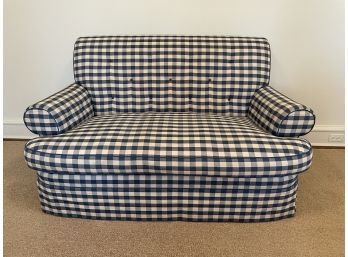 Custom Blue & White Buffalo Check Settee