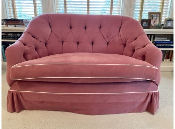 Custom Raspberry Colored Tufted Settee