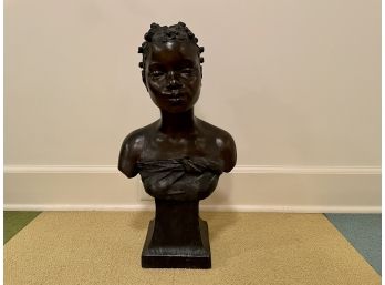 An Authorized Terra Cotta Bust Of A Bronze Depicting A Lovely African Female In Classical Style