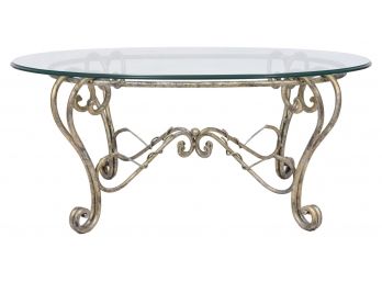 Cast Iron Dupont Edge Glass Oval Coffee Table